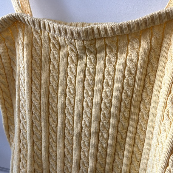 Vintage Lauren Ralph Lauren Soft Yellow Cable Knit Cropped Sweater Size L - Picture 6 of 10
